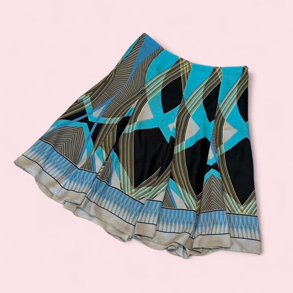 Emma James Turquoise Black Geometric Skirt